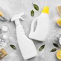 Draufsicht umweltfreundliche Reinigungsmittel mit Backpulver Zitrone