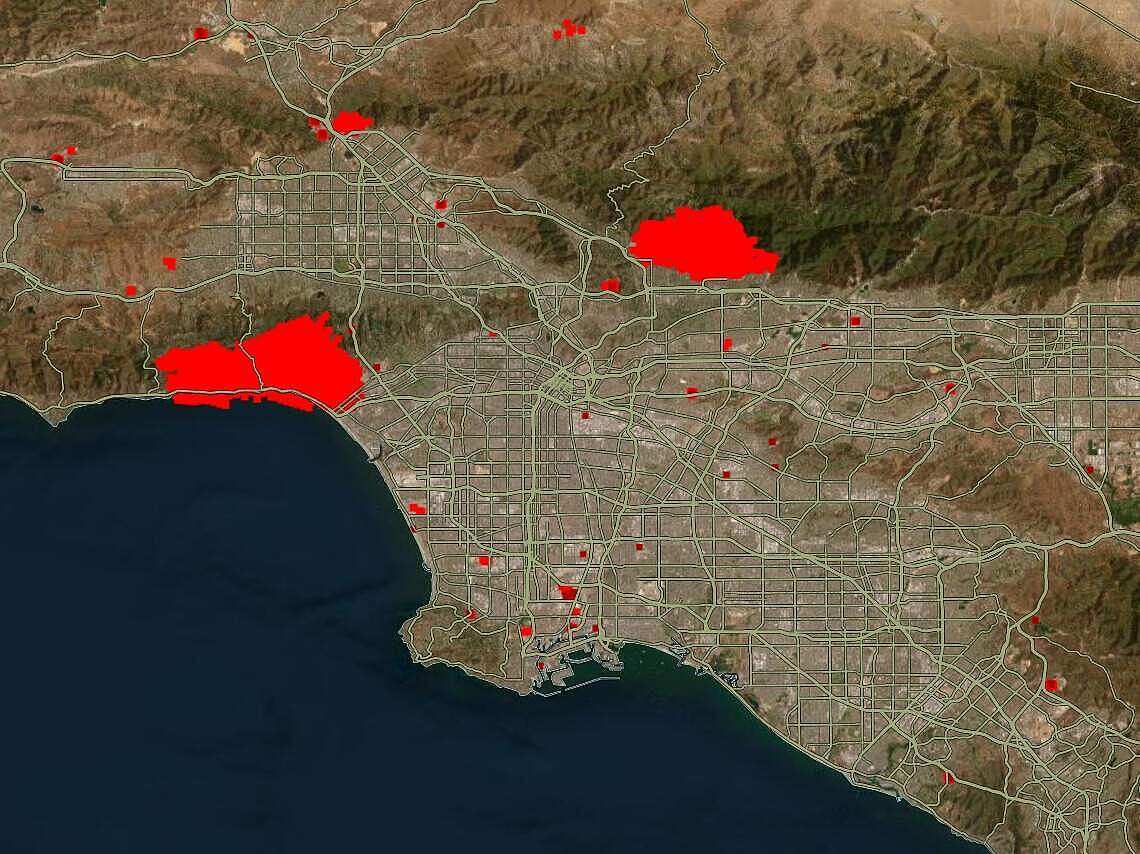 Brände an den Grenzen von Los Angeles im Januar 2025 © NASA