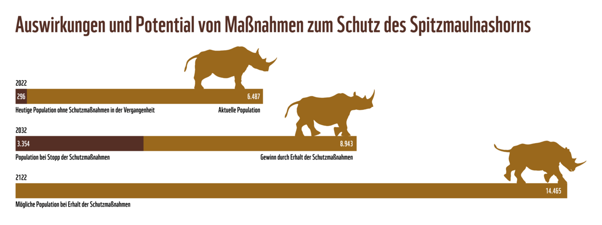 Auswirkungen und Potential von Maßnahmen zum Schutz des Spitzmaulnashorns © WWF