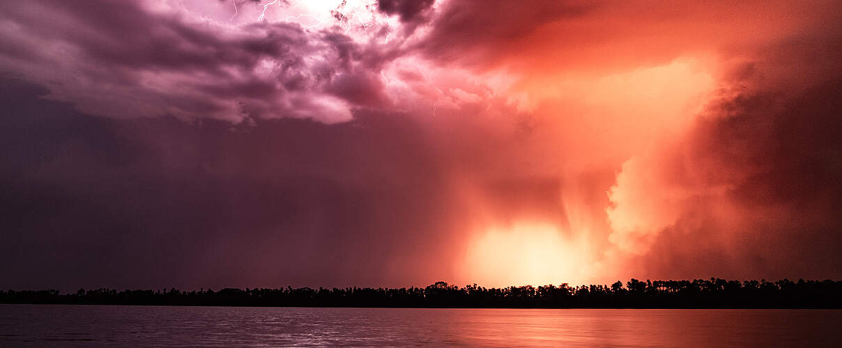 Waldbrand und Gewitter im Pantanal © WWF-Paraguay / Henry Maillet and Jeff Wong