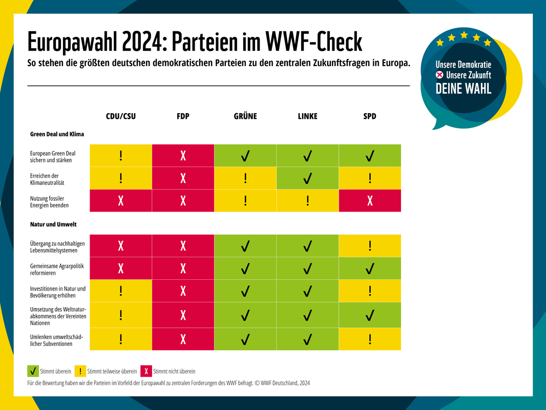Europawahl 2024: Wahlprüfsteine Bewertung © WWF